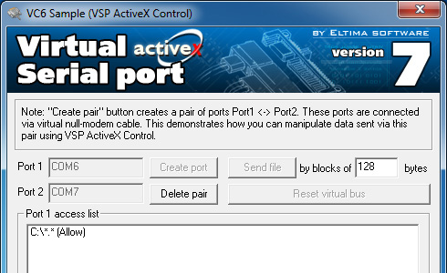 Eltima Virtual Serial Port AX Control